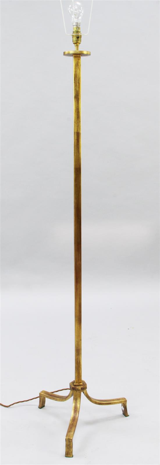 A Linley gilt iron lamp standard, H.4ft 8in.